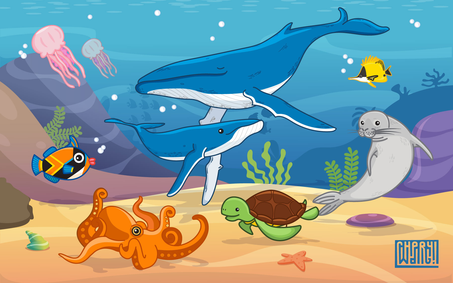 Aquatic animal scene