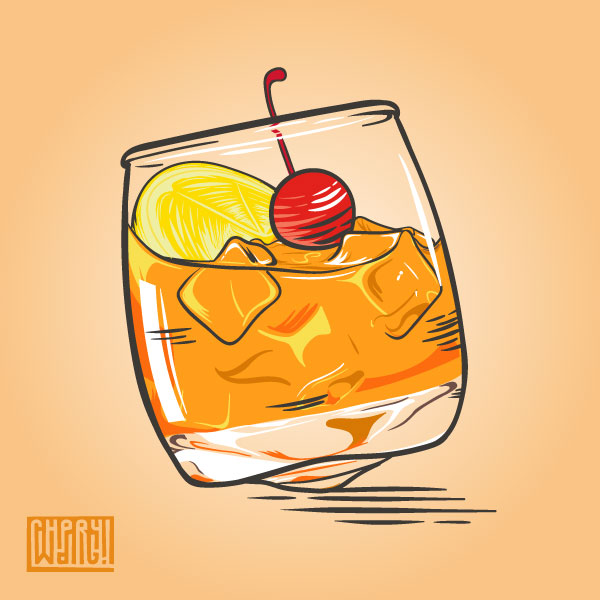 Vector illustration of a glass of whiskey