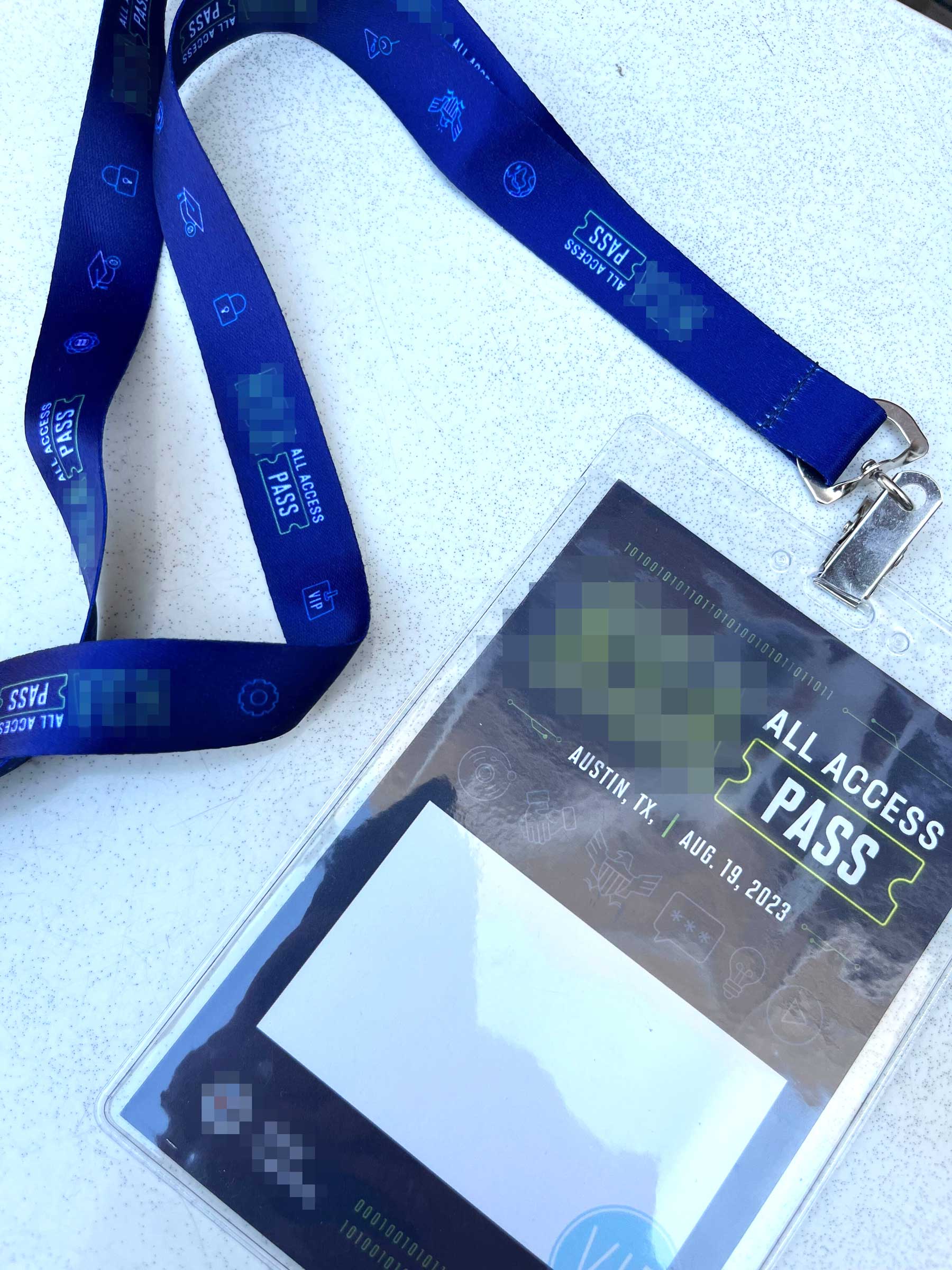 Lanyard with a fill-in-the-blank name badge