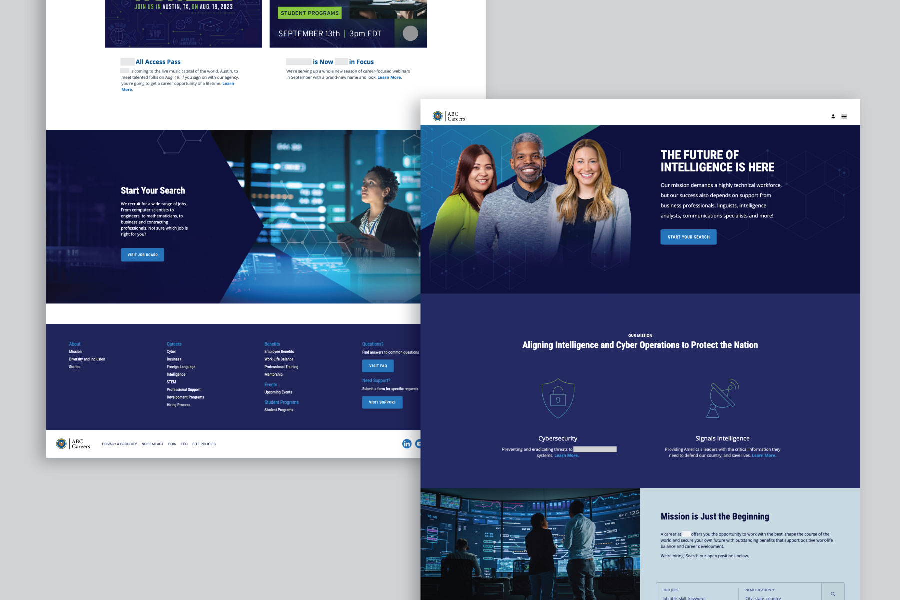 Landing page mock-ups