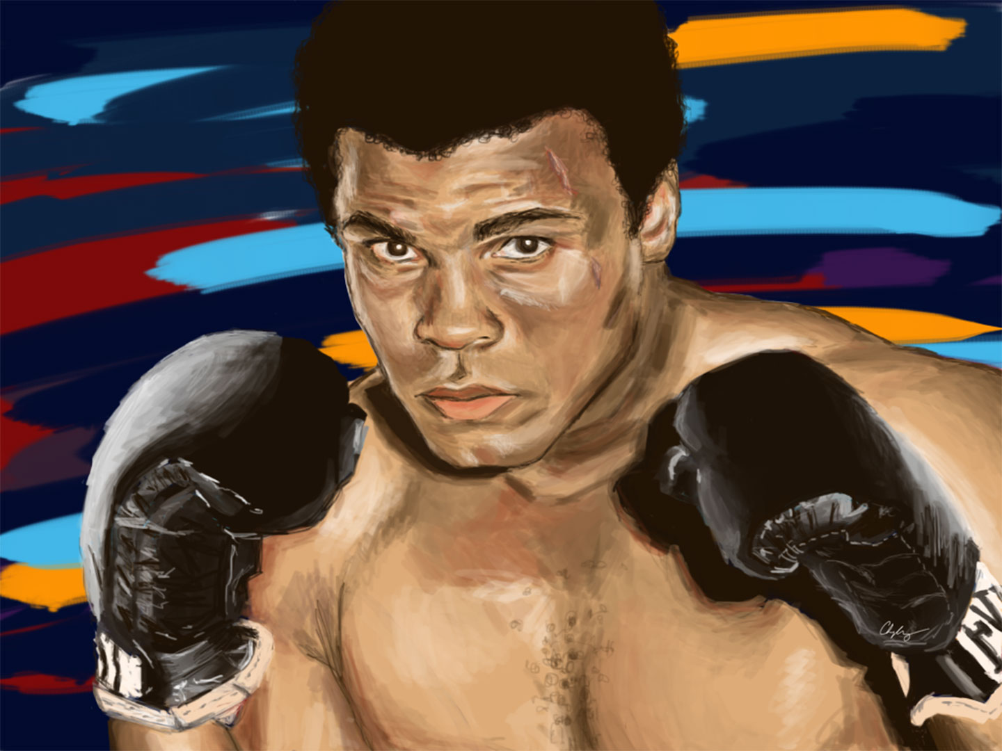Digital illustration of Muhammad Ali