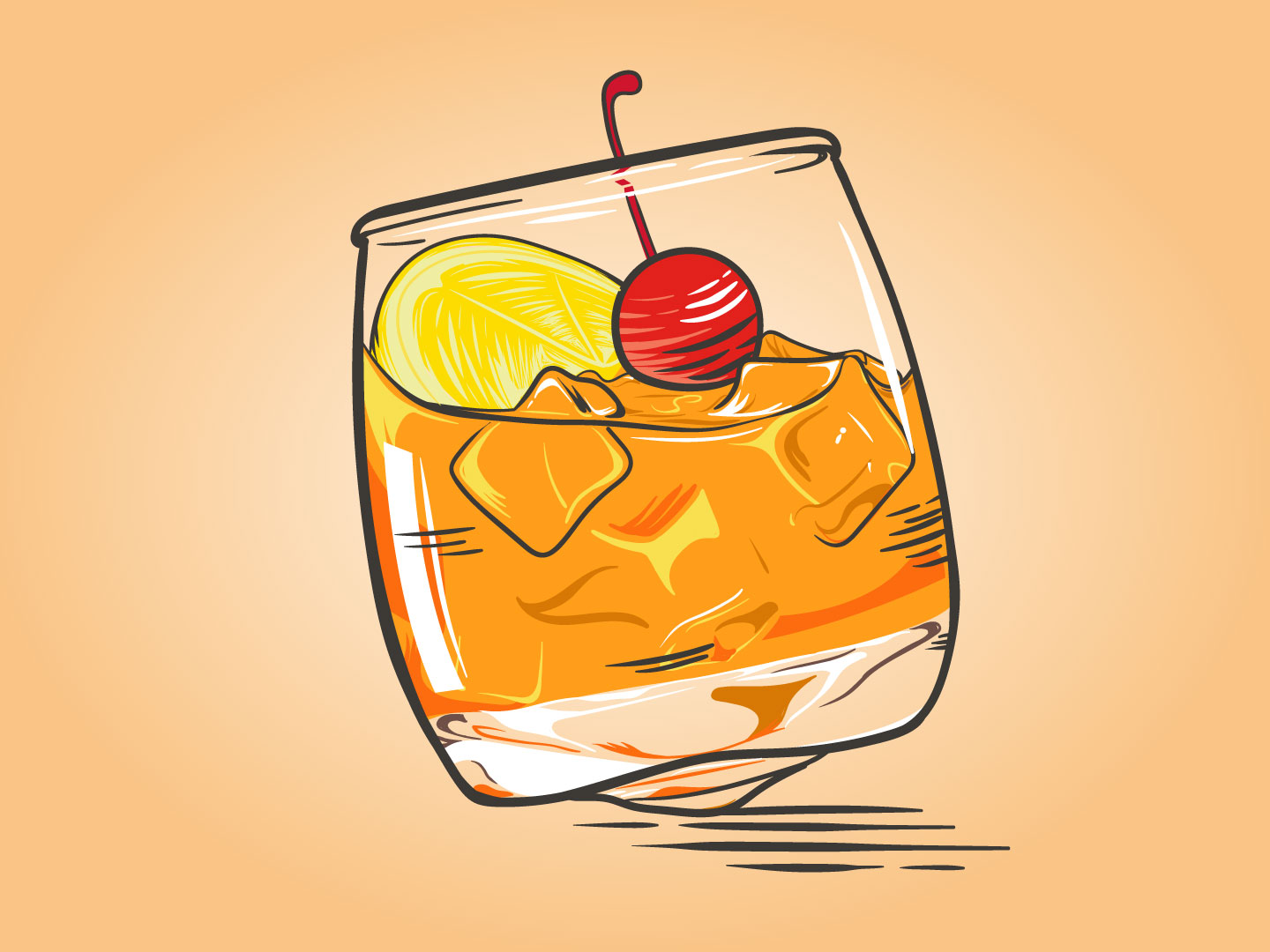 Vector graphic of a glass of whiskey sour