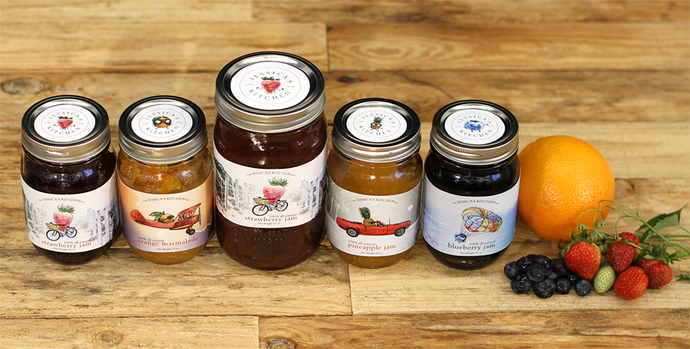 Sticker design on top of jam jars