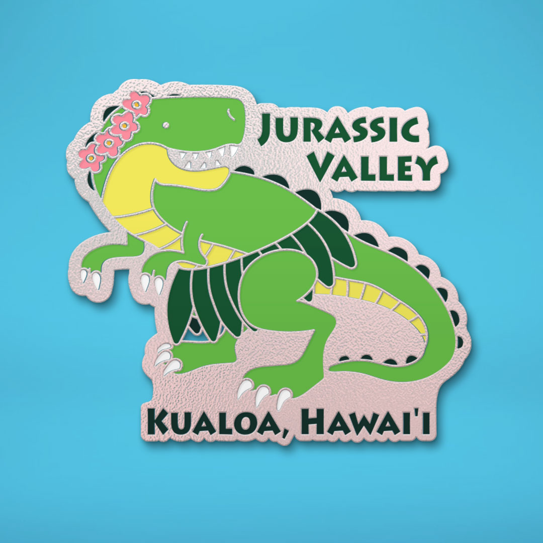 Hula T-rex enamel pin