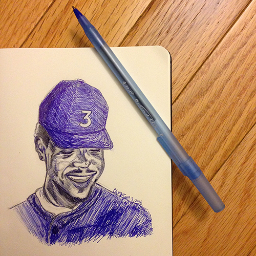 Pen illustration of Chance the Rapper