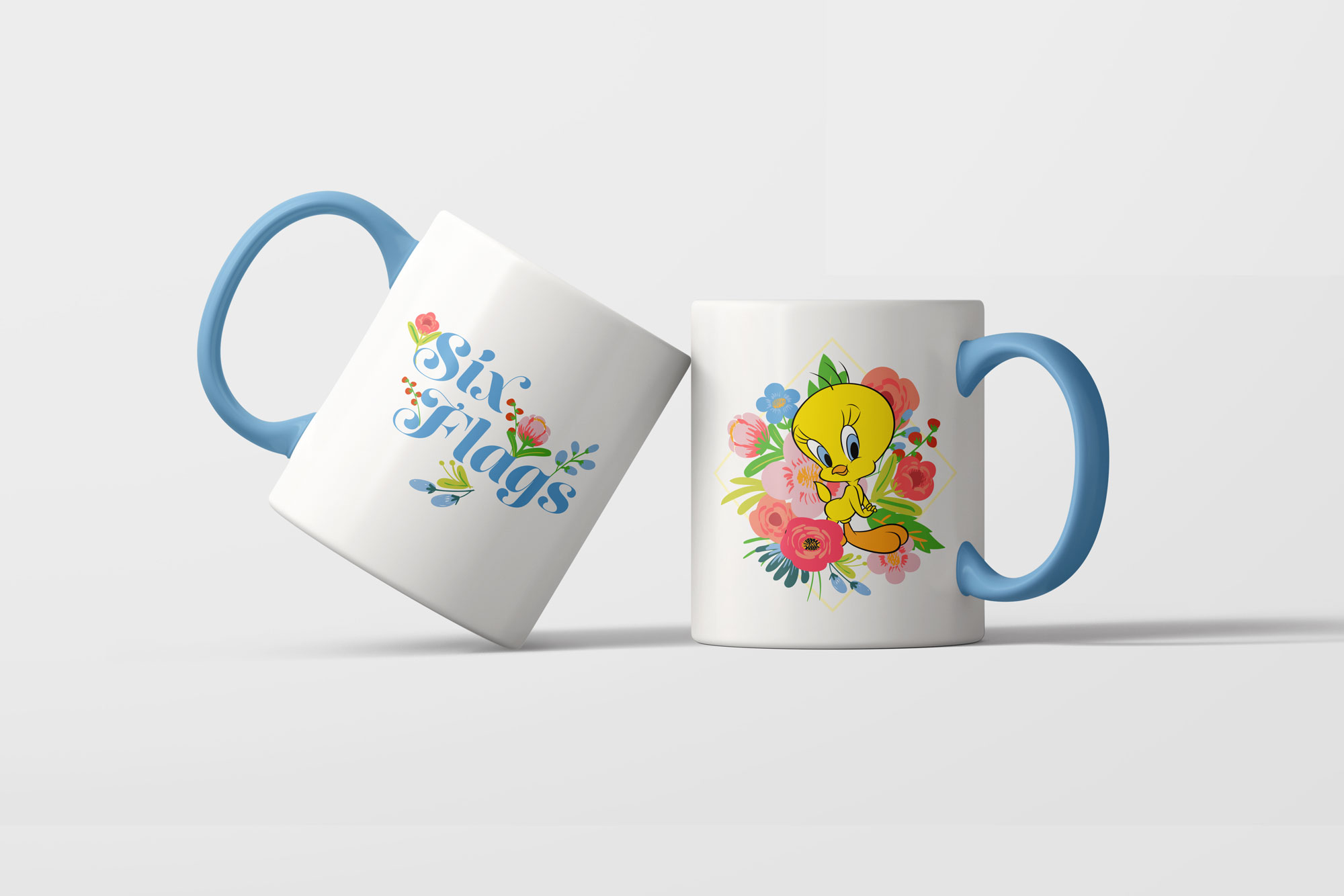 Floral Tweety program ceramic mug design