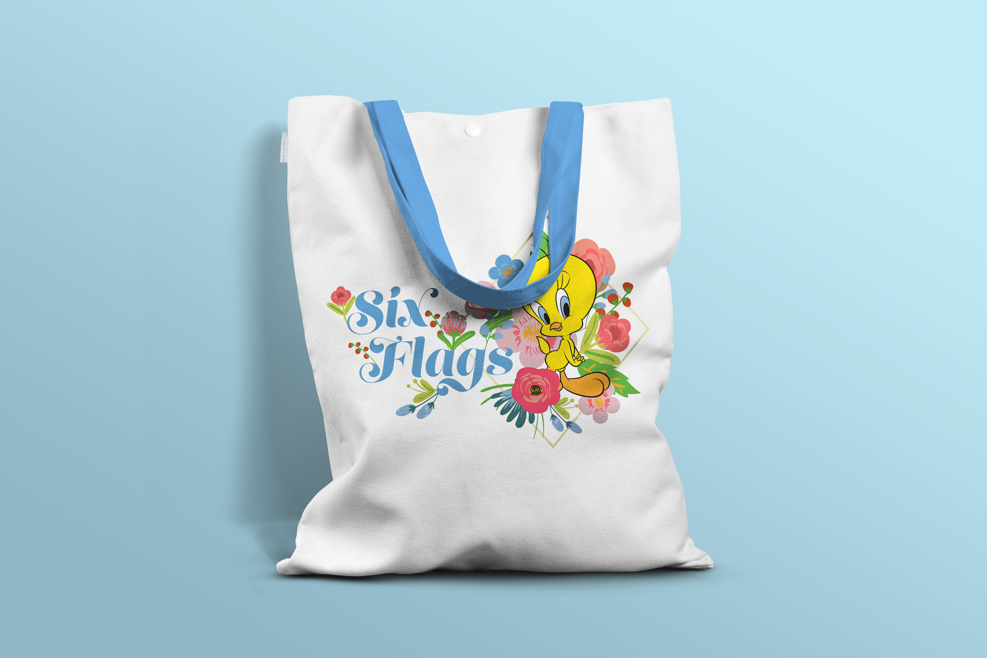 Floral Tweety program canvas tote design