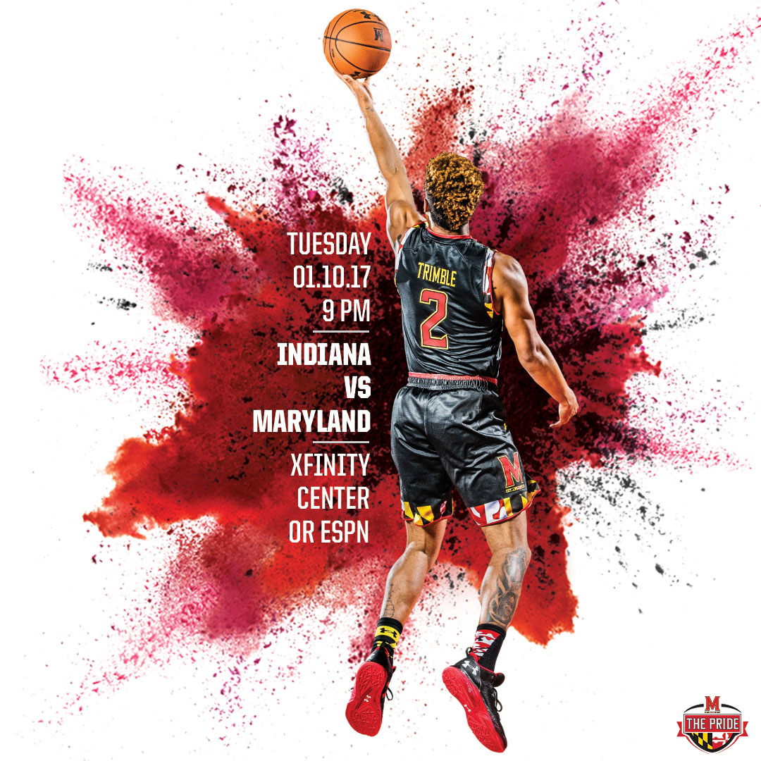 UMD vs Indiana men's basketball graphic
